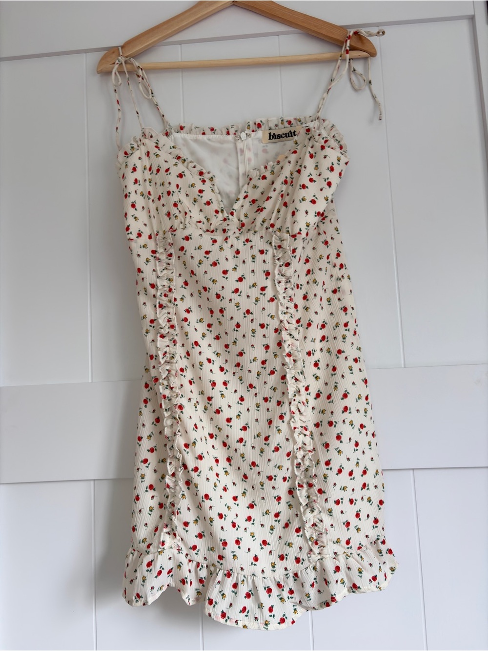 Biscuit Cream Floral Ruffle Sundress